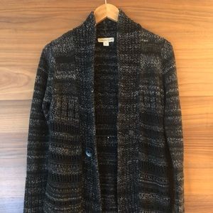 Black and white knit cardigan